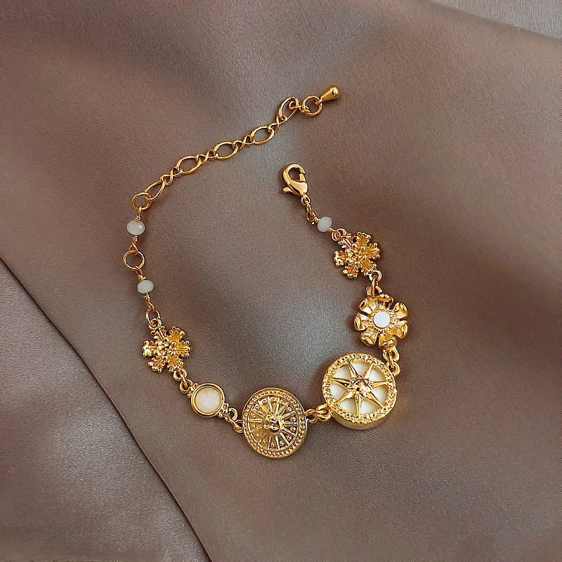Pearl White Golden Snowflake Star Bracelet