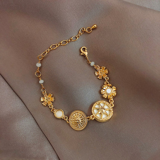 Pearl White Golden Snowflake Star Bracelet