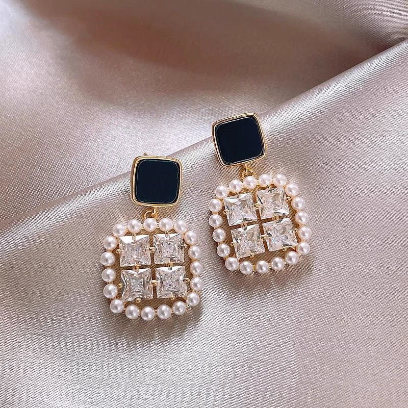 Midnight Geo Pearl Dangles