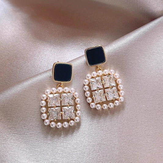 Midnight Geo Pearl Dangles