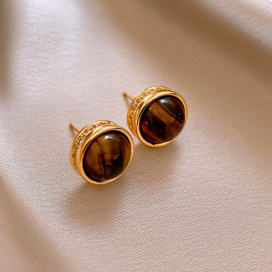 Vintage Rose Malard Tiger Eye Clips