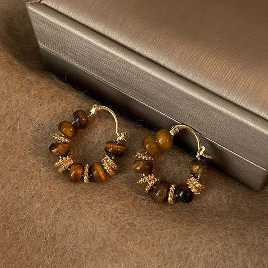 Vintage Rose Malard Tiger Eye Clips