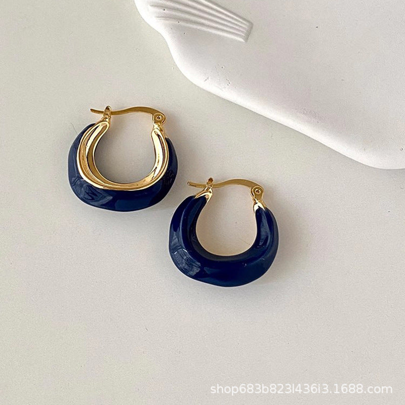Sapphire Blue French Klein Retro Earrings