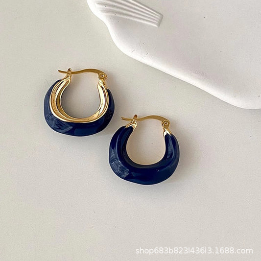Sapphire Blue French Klein Retro Earrings