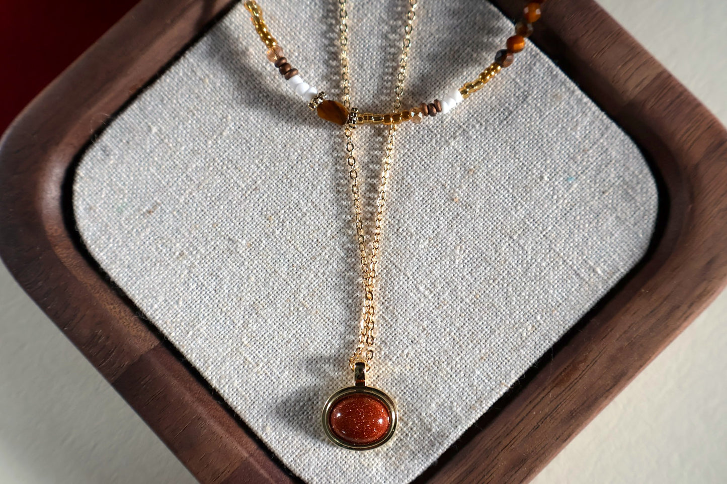 Vintage Rose Tiger Eye Heart Necklace – Autumn Luxe Clavicle Chain