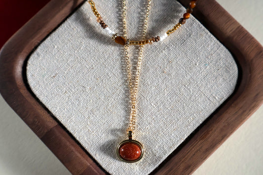 Vintage Rose Tiger Eye Heart Necklace – Autumn Luxe Clavicle Chain