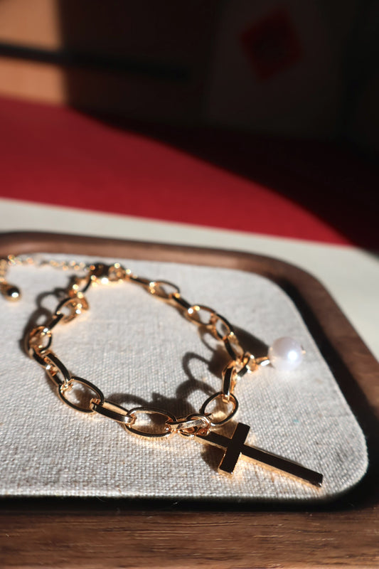 Pearl White Street Soul Cross Bracelet