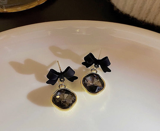 Midnight Bow Sparkle Studs