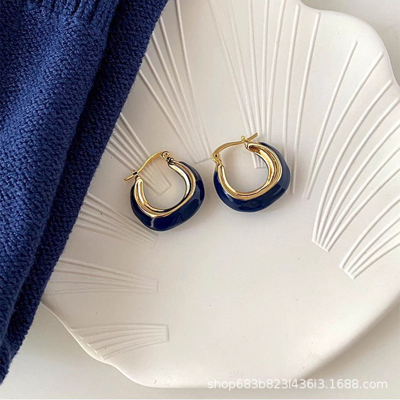 Sapphire Blue French Klein Retro Earrings