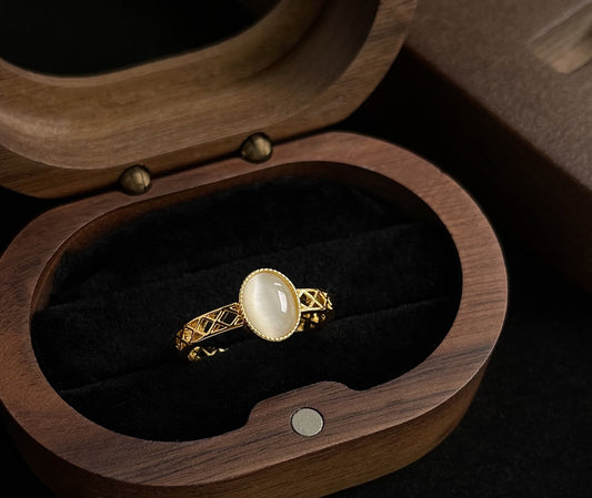 Vintage Rose Morning Dew Tiger’s Eye Ring